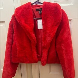 Forever 21 Red Faux Fur Jacket